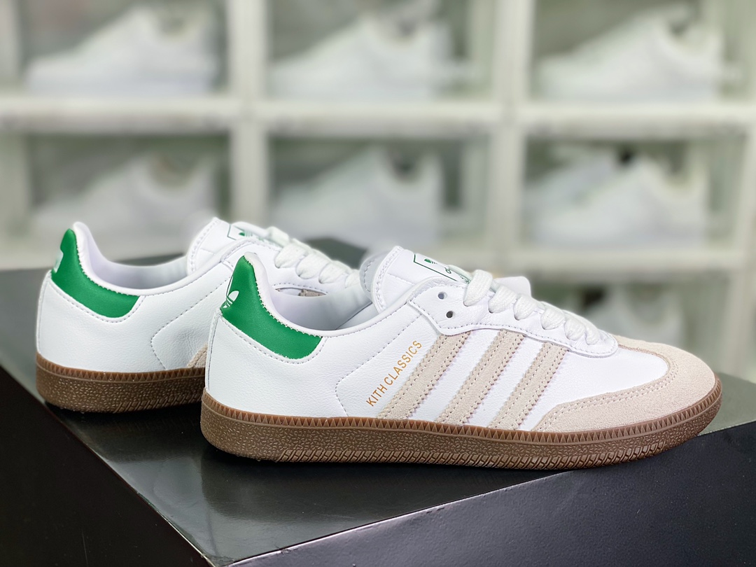 Originals Samba OG ”Classics Program” Samba Series Gentleman Skate Shoes ”Co-branded White Light Gray Dark Green Bronzing” FX5398