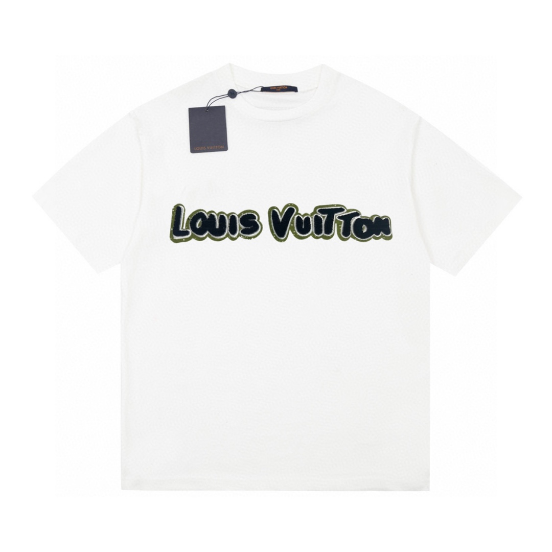 Louis Vuitton/路易威登限定秀款牙绿底牙刷绣LOGO短袖T恤