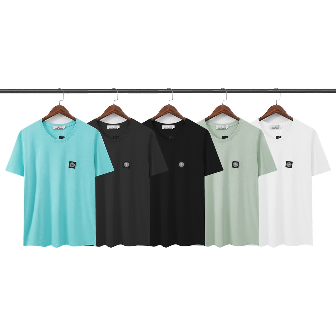 Best AAA+
 Stone Island Clothing T-Shirt Black Blue Green Grey Light Red White Unisex Cotton Summer Collection Vintage Short Sleeve