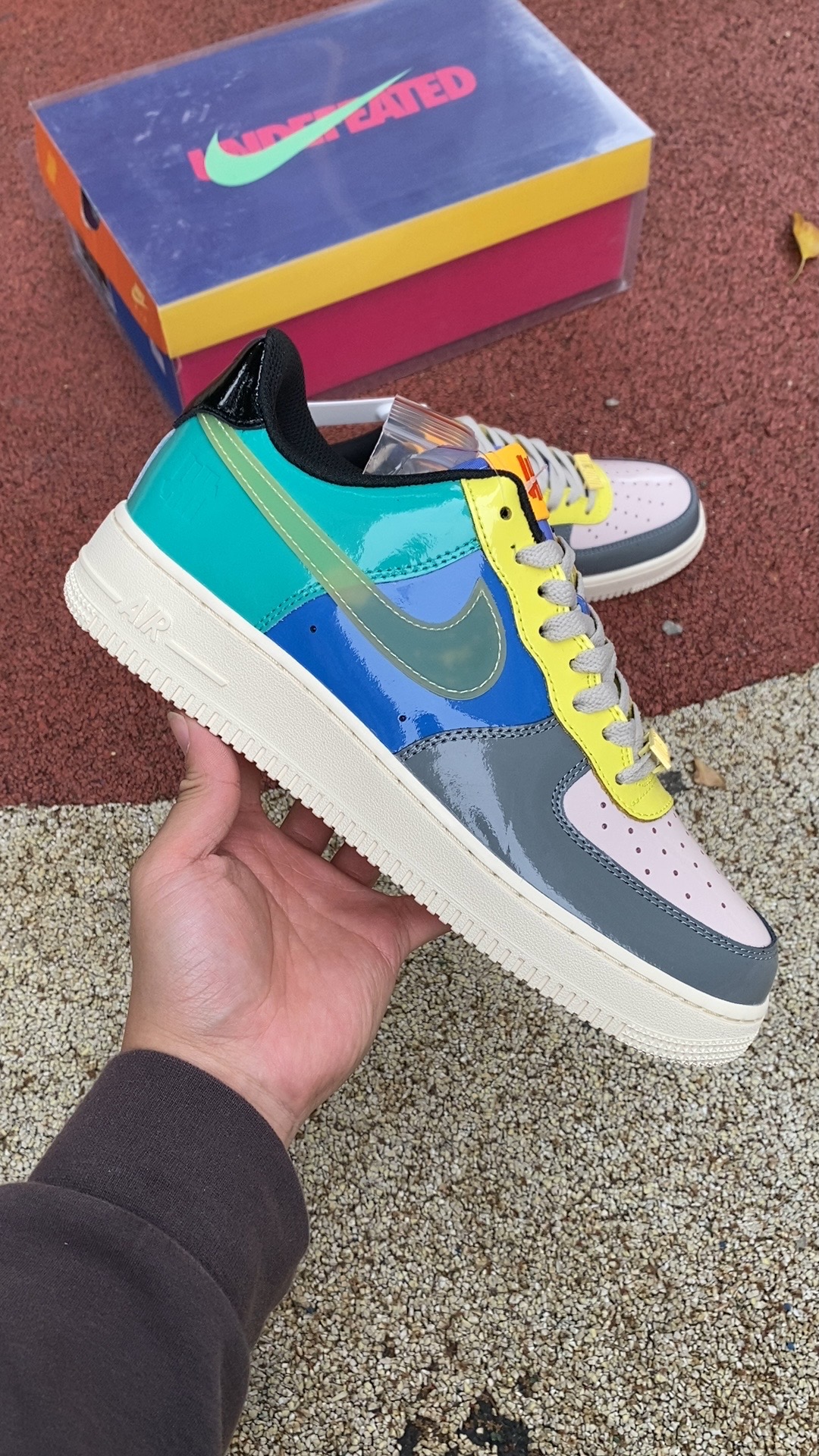 AF1漆皮拼接灰蓝绿尺码36-45N