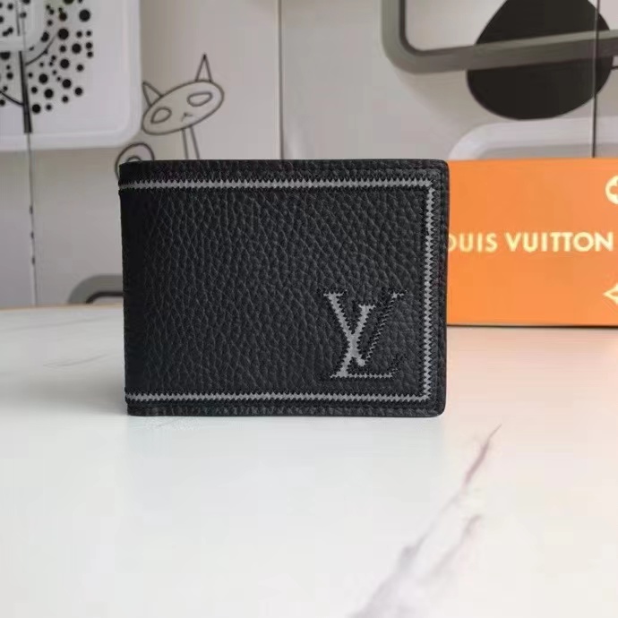 Front view of a RFID blocking leather bifold wallet