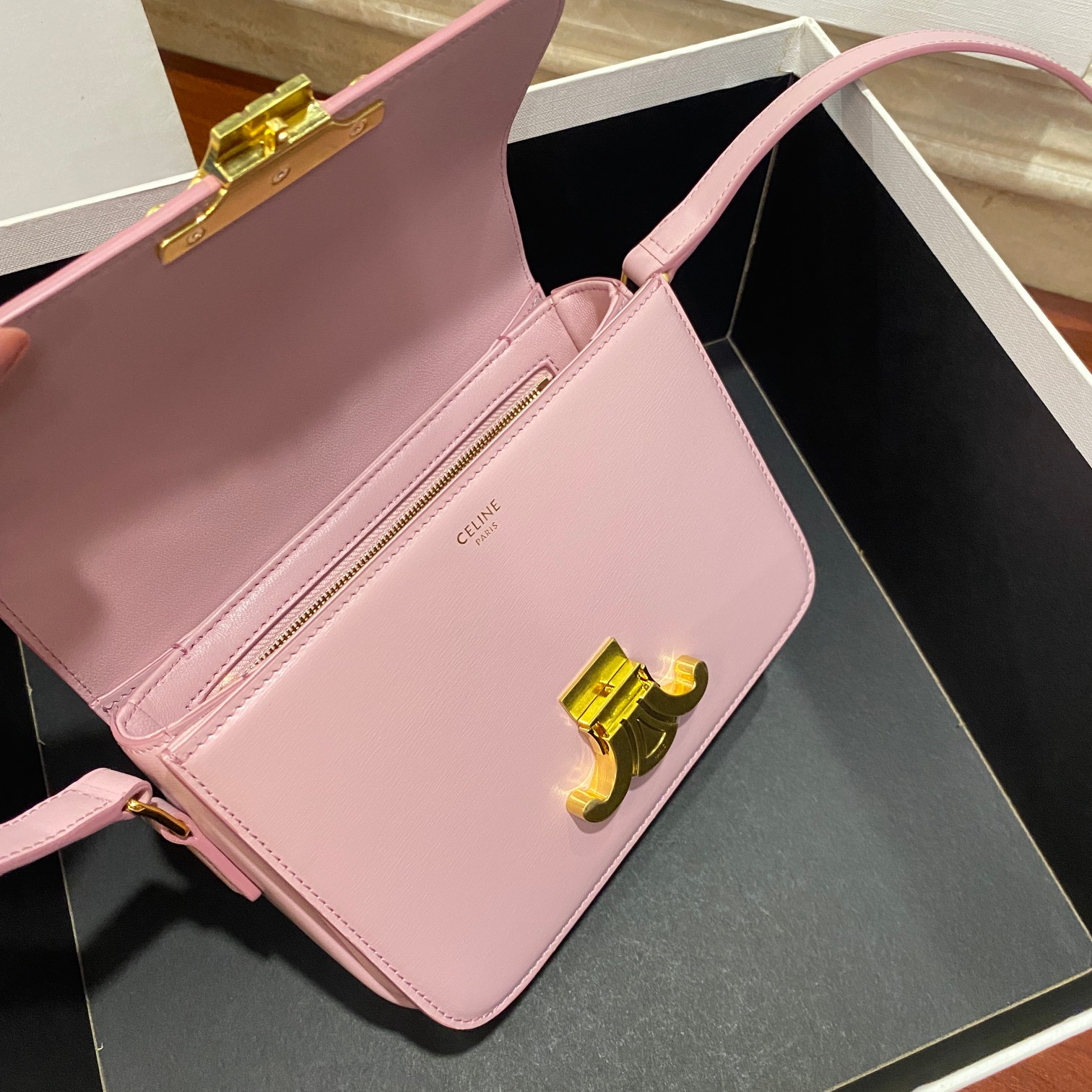 Celine Teen Triomphe Bag, Iconic Design, Adjustable Strap, Pink Leather 8 a1681454793822 5007