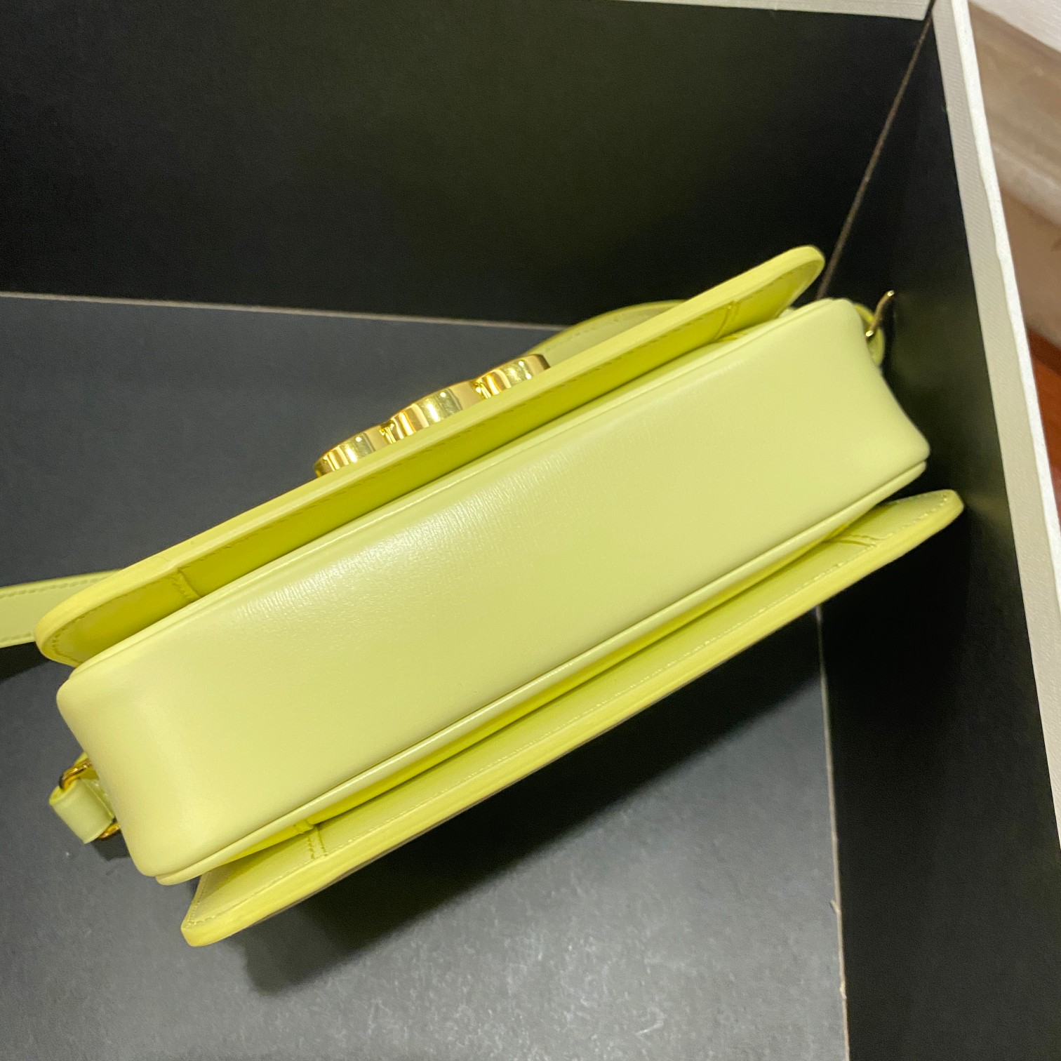 Celine Teen Triomphe Bag - Crossbody Purse in Yellow Leather with Gold Hardware 6 a1681455759144 6486