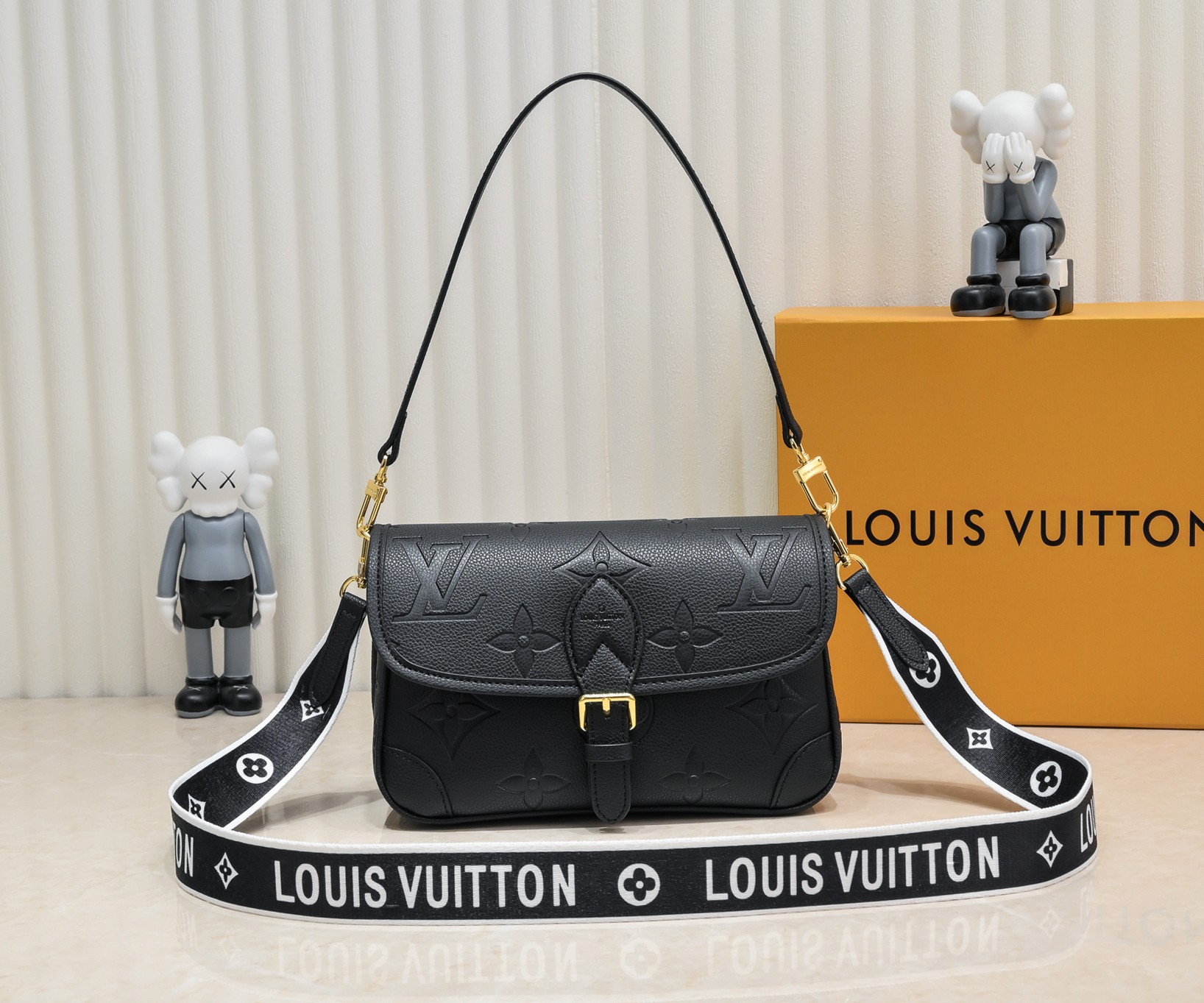 Louis Vuitton LV Diane Handbags Crossbody & Shoulder Bags Black White Empreinte​ Fashion Baguette M46386