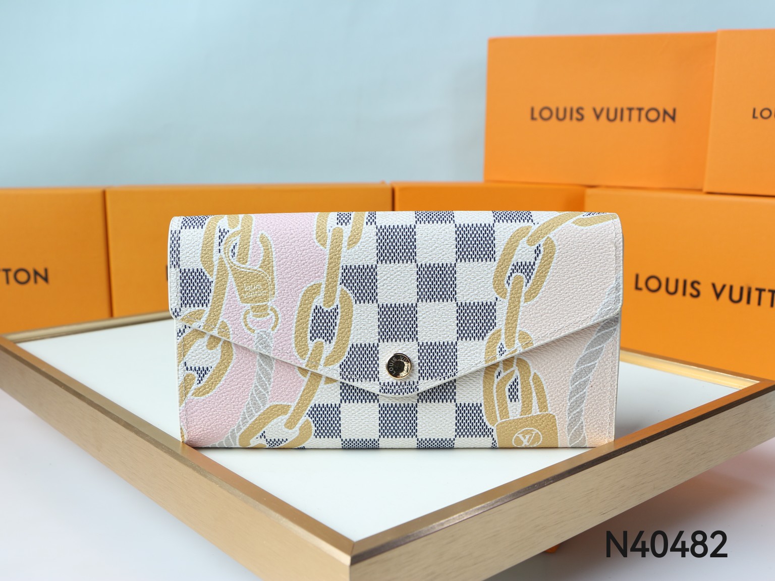 Damier Azur Sarah NM Wallet front view