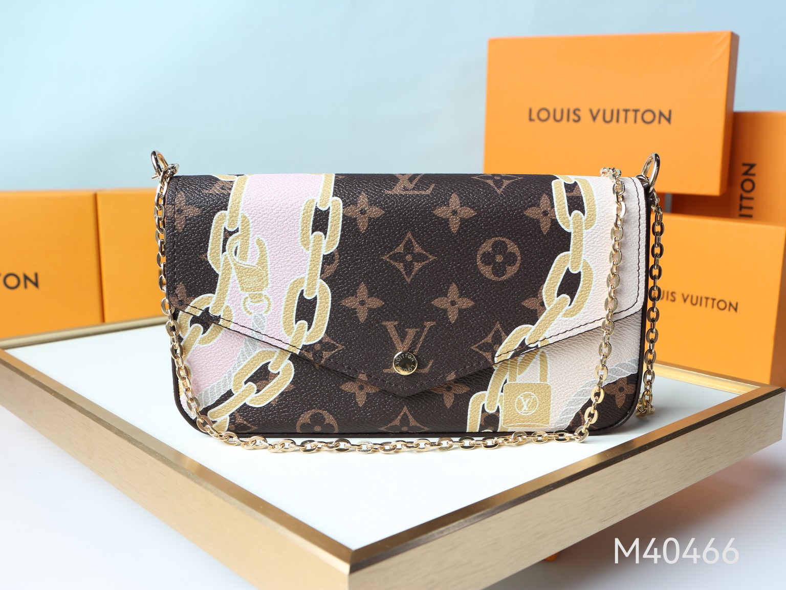 Damier Azur Pochette Félicie handbag front view