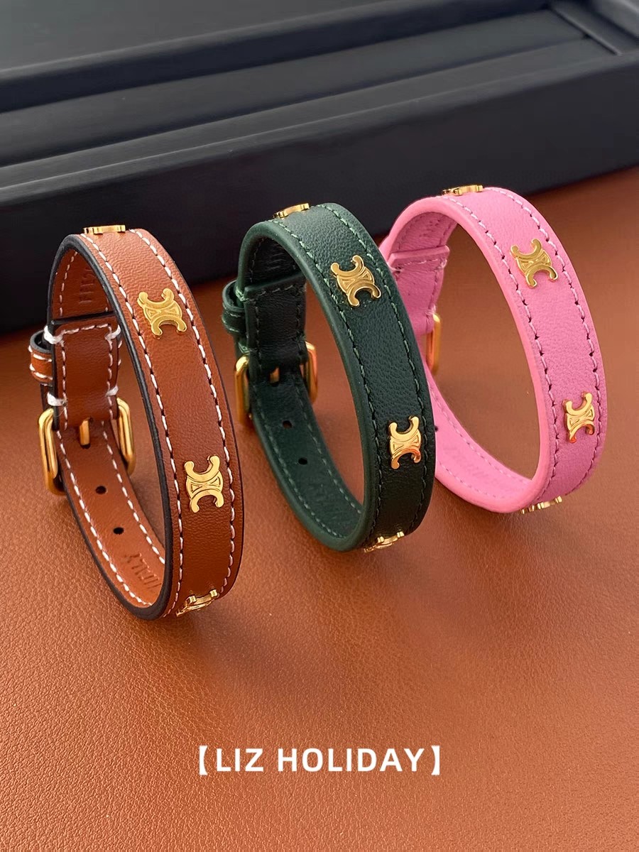 Celine Leather Wrap Bracelets: Knot Closure with Embossed Logo 10 a1681466000001 6241