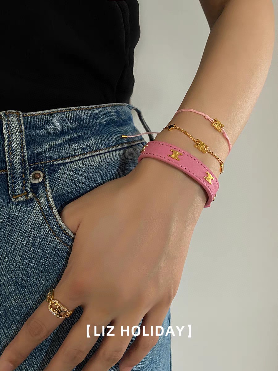 Celine Leather Wrap Bracelets: Knot Closure with Embossed Logo 18 a1681466000006 1524