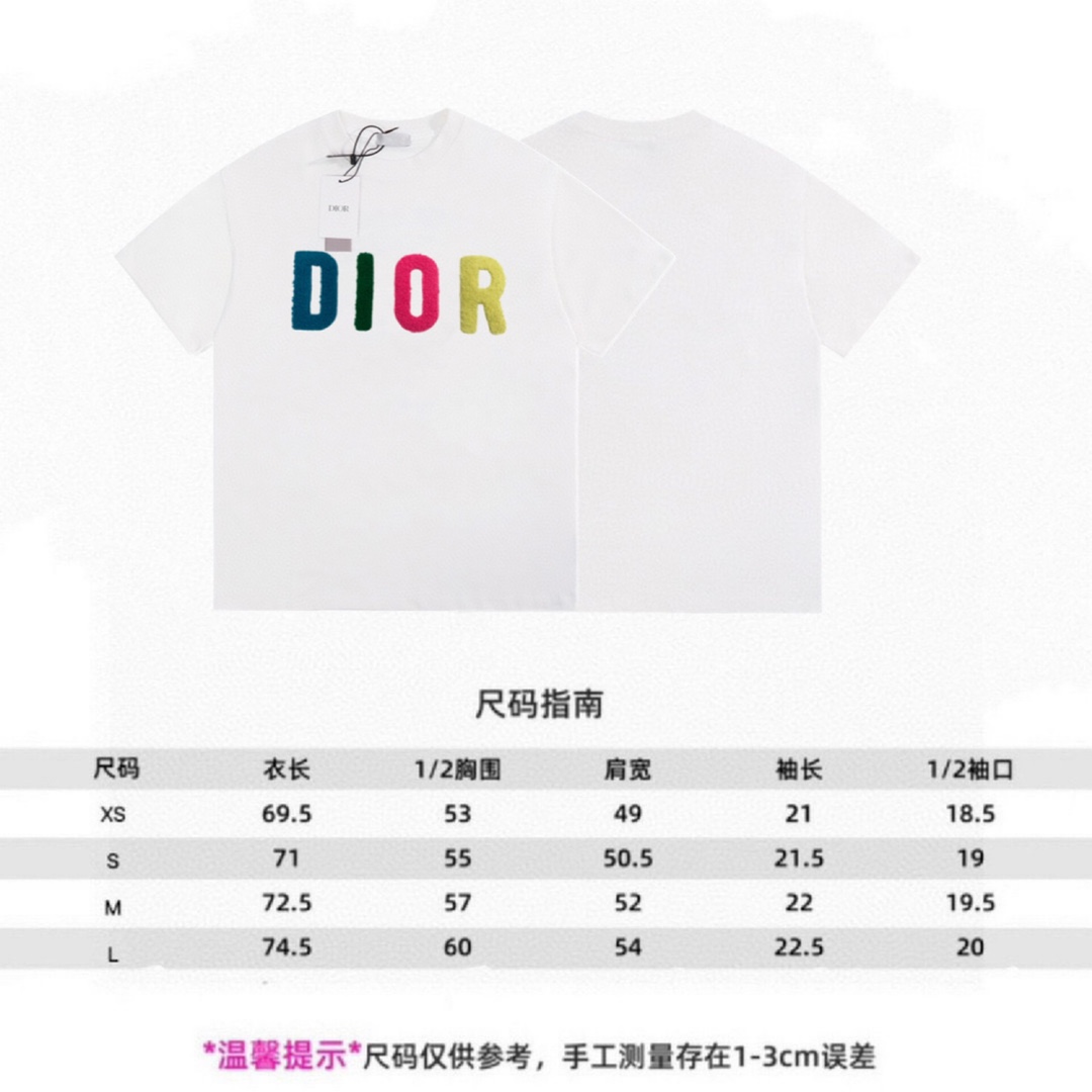 170 Dior/迪奥经典款胸前彩虹毛巾绣休闲短袖T恤