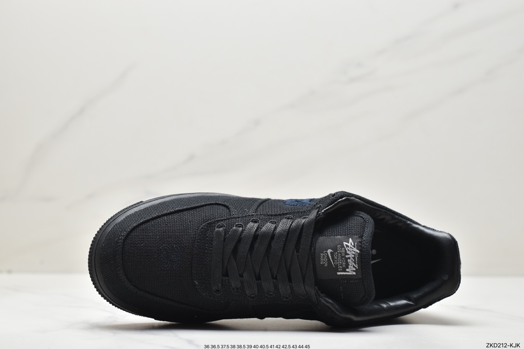 270 耐克Stussy x Air Force 1 '07Black Cool”斯图西联名空军 “黑麻布电绣钩子”CZ9084-001