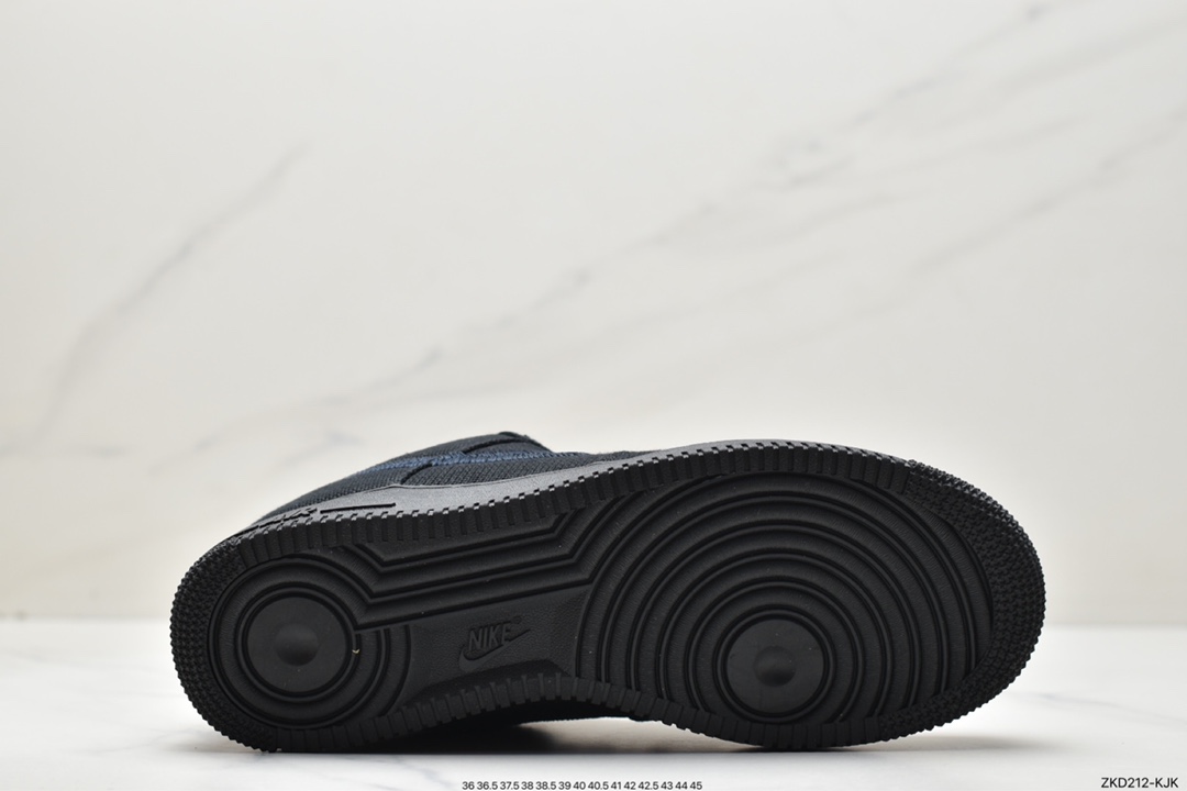 270 耐克Stussy x Air Force 1 '07Black Cool”斯图西联名空军 “黑麻布电绣钩子”CZ9084-001