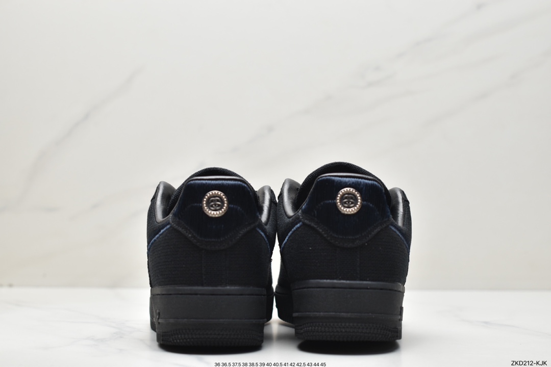 270 耐克Stussy x Air Force 1 '07Black Cool”斯图西联名空军 “黑麻布电绣钩子”CZ9084-001