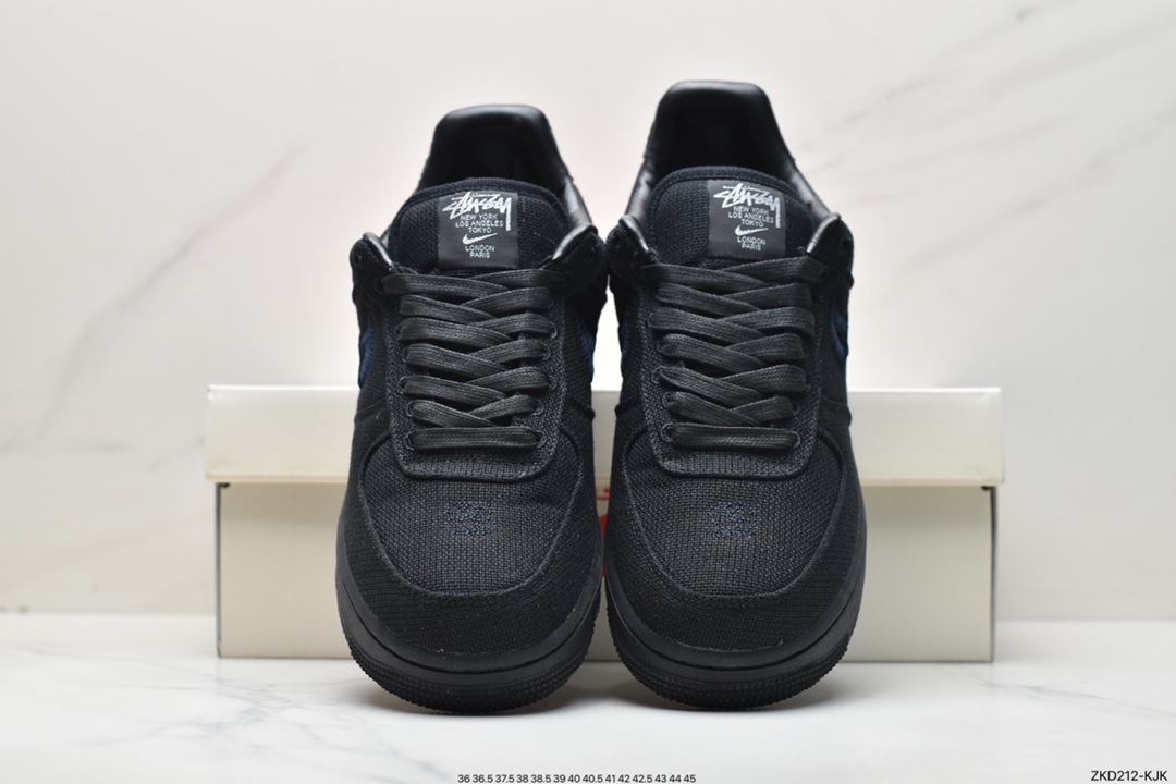 270 耐克Stussy x Air Force 1 '07Black Cool”斯图西联名空军 “黑麻布电绣钩子”CZ9084-001