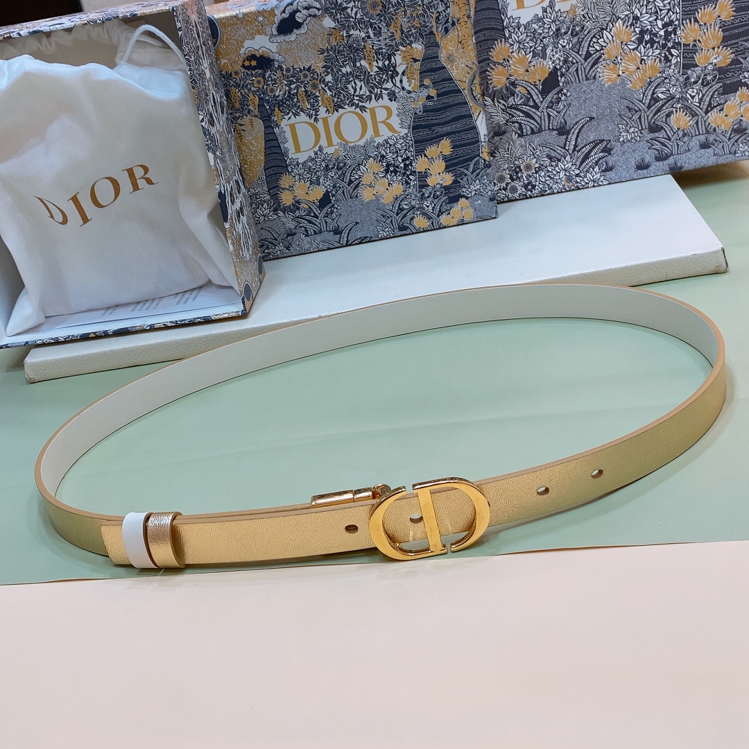 Dior Belts AAA+ Replica
 Gold Calfskin Cowhide