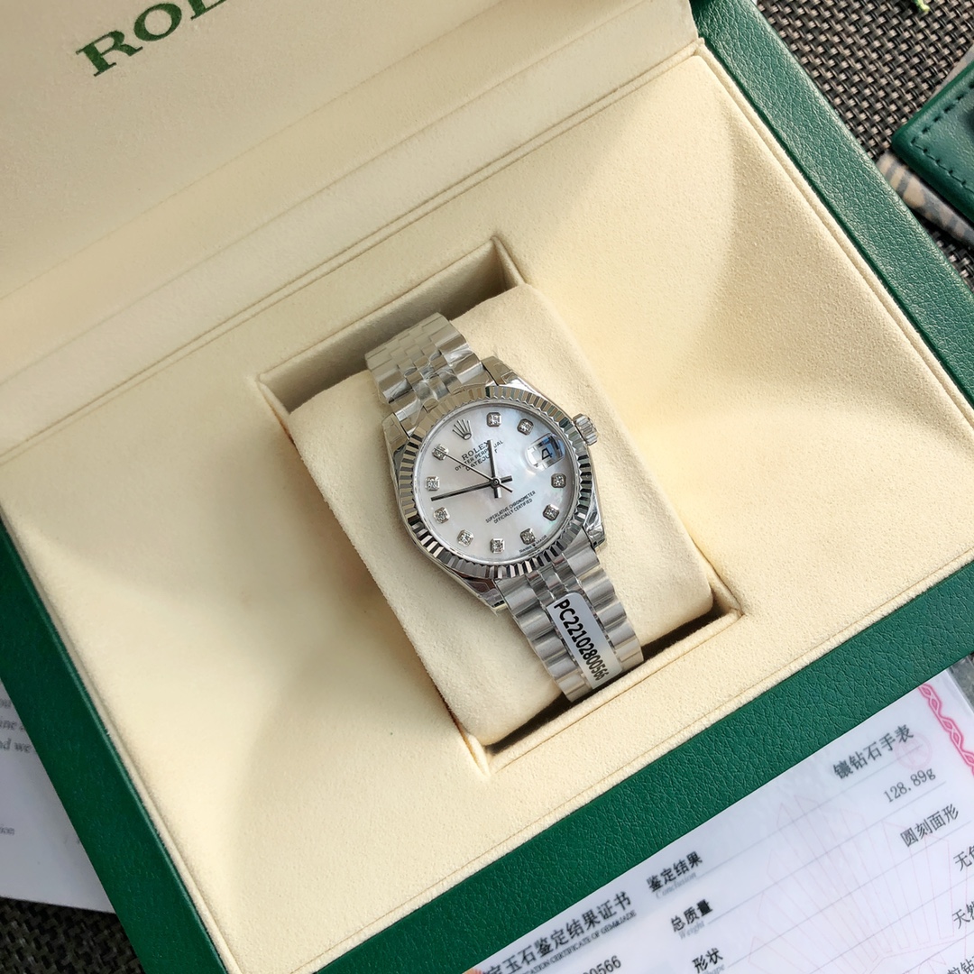 Replica
 Rolex Datejust Watch Blue Set With Diamonds Women Automatic Mechanical Movement