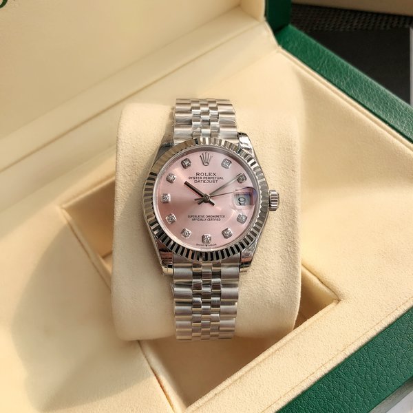 Rolex Datejust 7 Star Watch Blue Pink Set With Diamonds Women Automatic Mechanical Movement