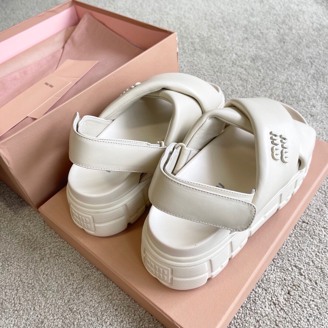 Miu Miu MIUMIU 新品软羊皮厚底拖鞋凉鞋