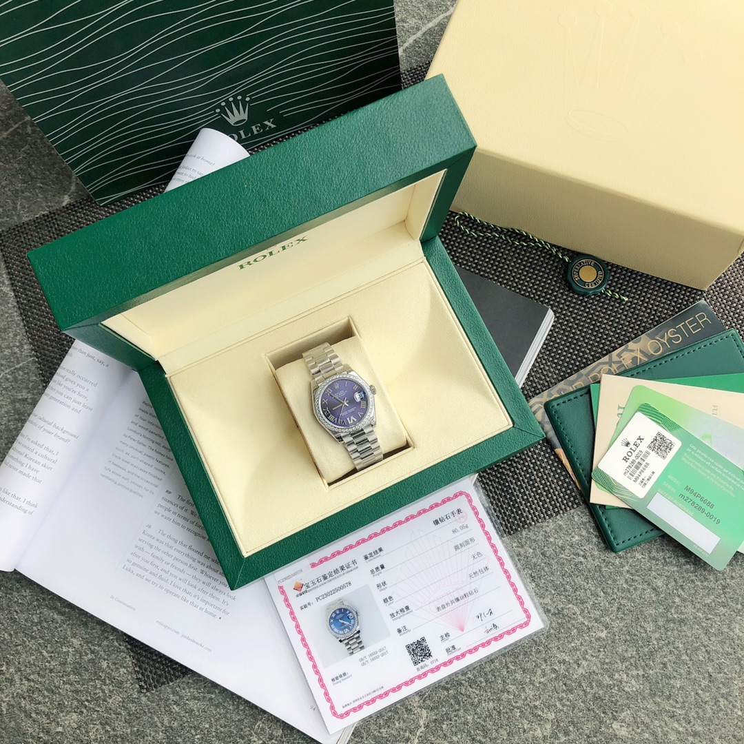 Rolex Datejust Watch Designer Fashion Replica
 Blue Purple Set With Diamonds Women Automatic Mechanical Movement