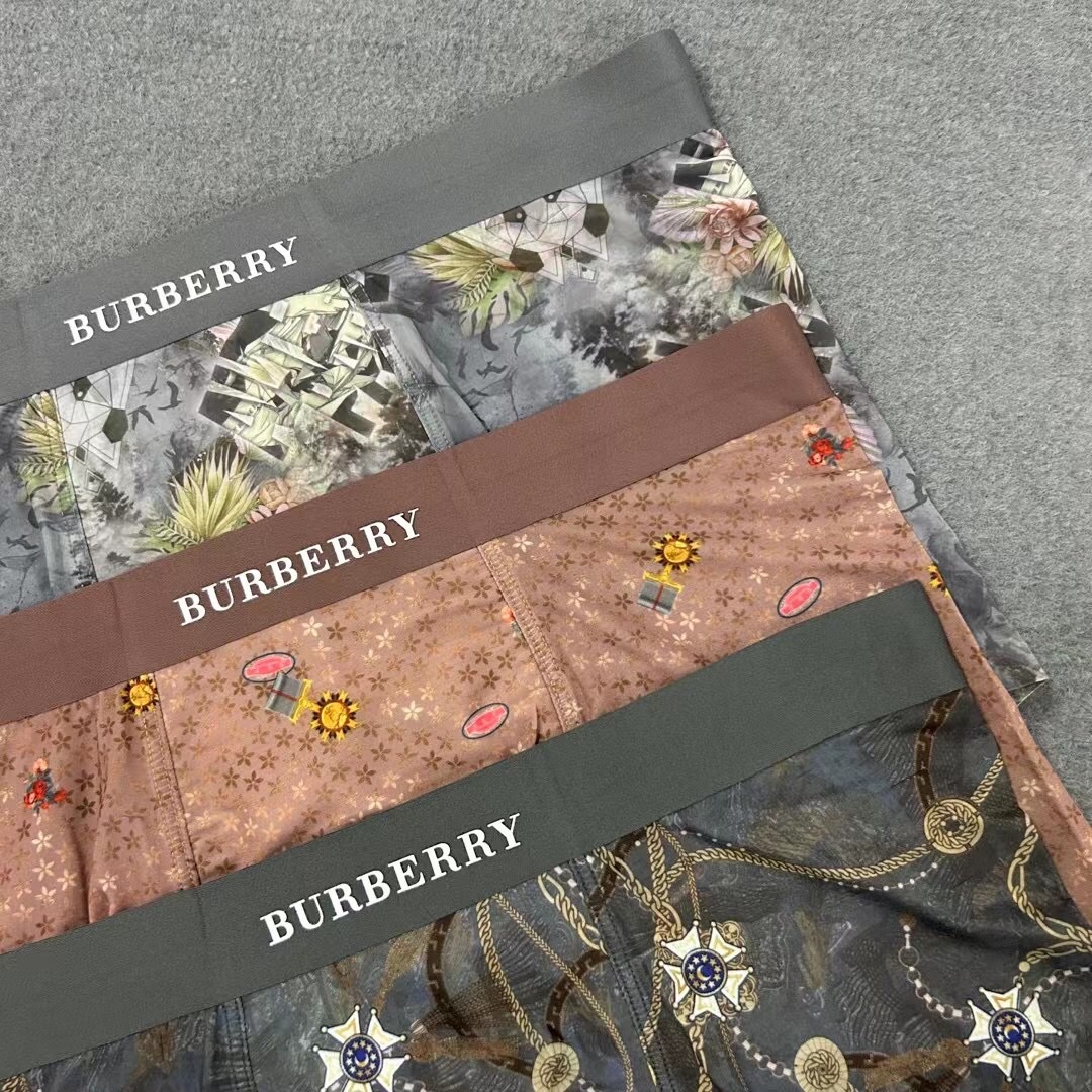 原单品质！Burberry巴宝莉！2023新品火爆款精品盒装男士内裤！国潮印花外贸国外订单高品质冰丝无痕