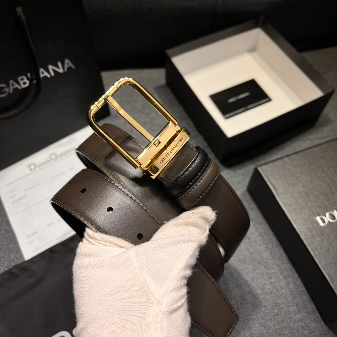Custom-Made Ostrich Striped Men’s Belt, 3.5 cm Wide, High-Quality Material - 图片 2