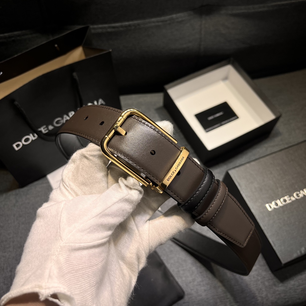 Custom-Made Ostrich Striped Men’s Belt, 3.5 cm Wide, High-Quality Material - 图片 3