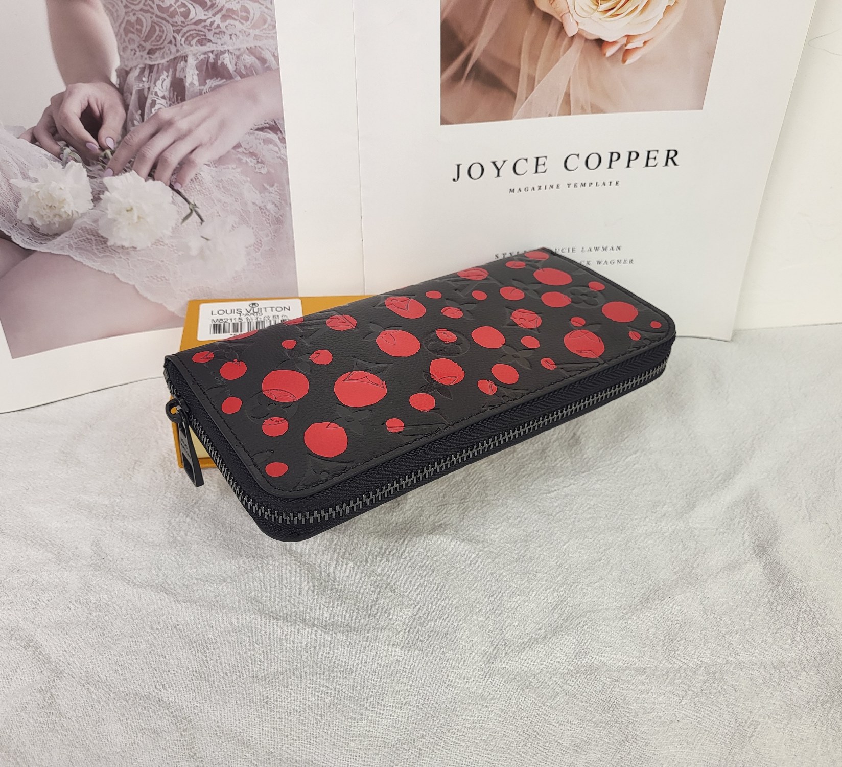 A different angle of the leather wallet