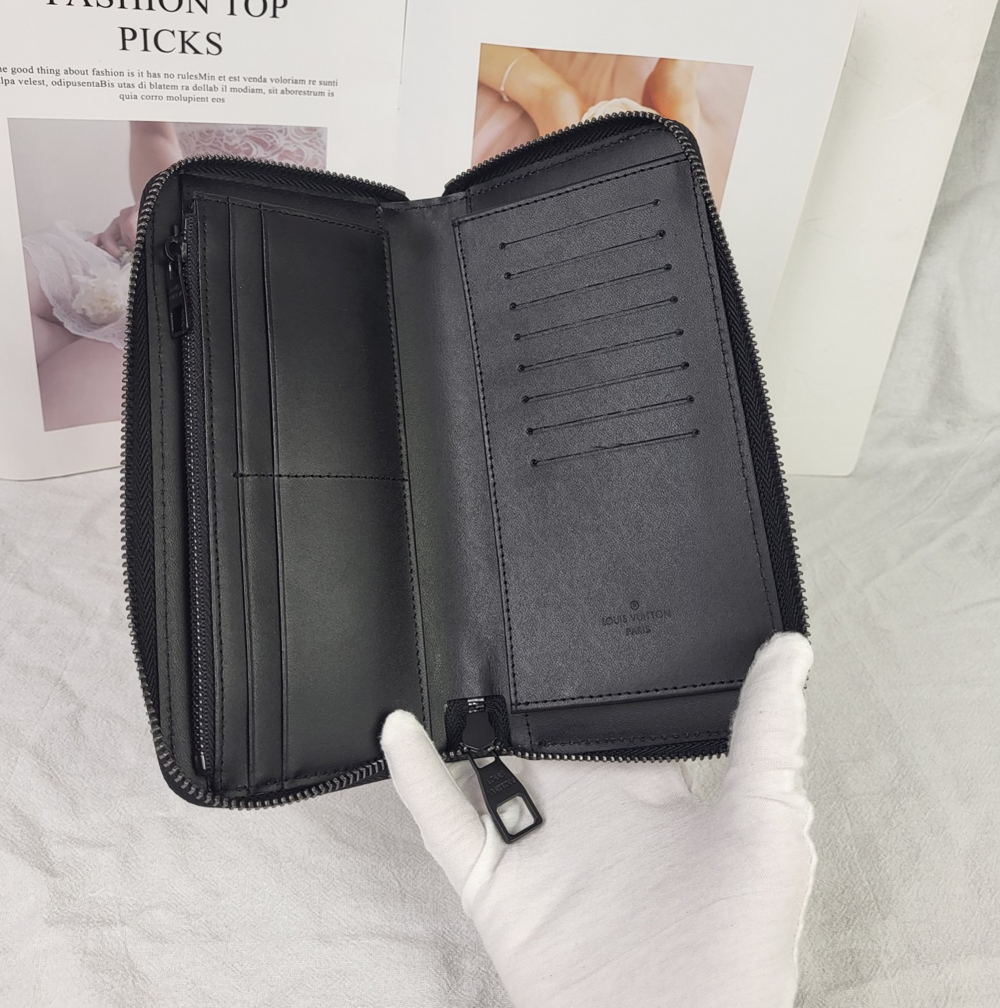 The back of the leather wallet