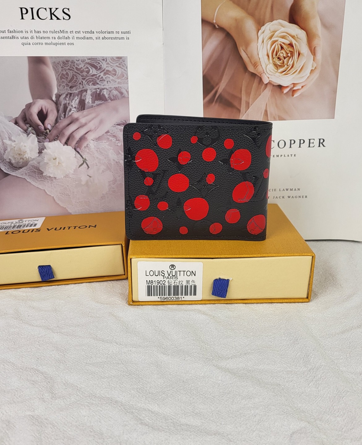 Bifold wallet open with cards inserted