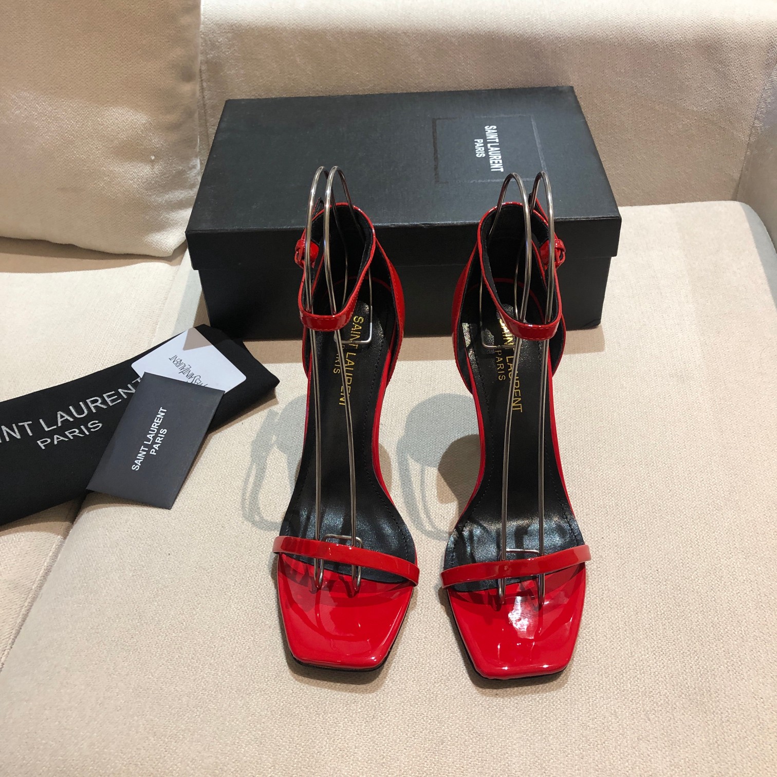 Yves Saint Laurent Shoes High Heel Pumps Sandals Apricot Color Black Pink Red Genuine Leather Patent Sheepskin