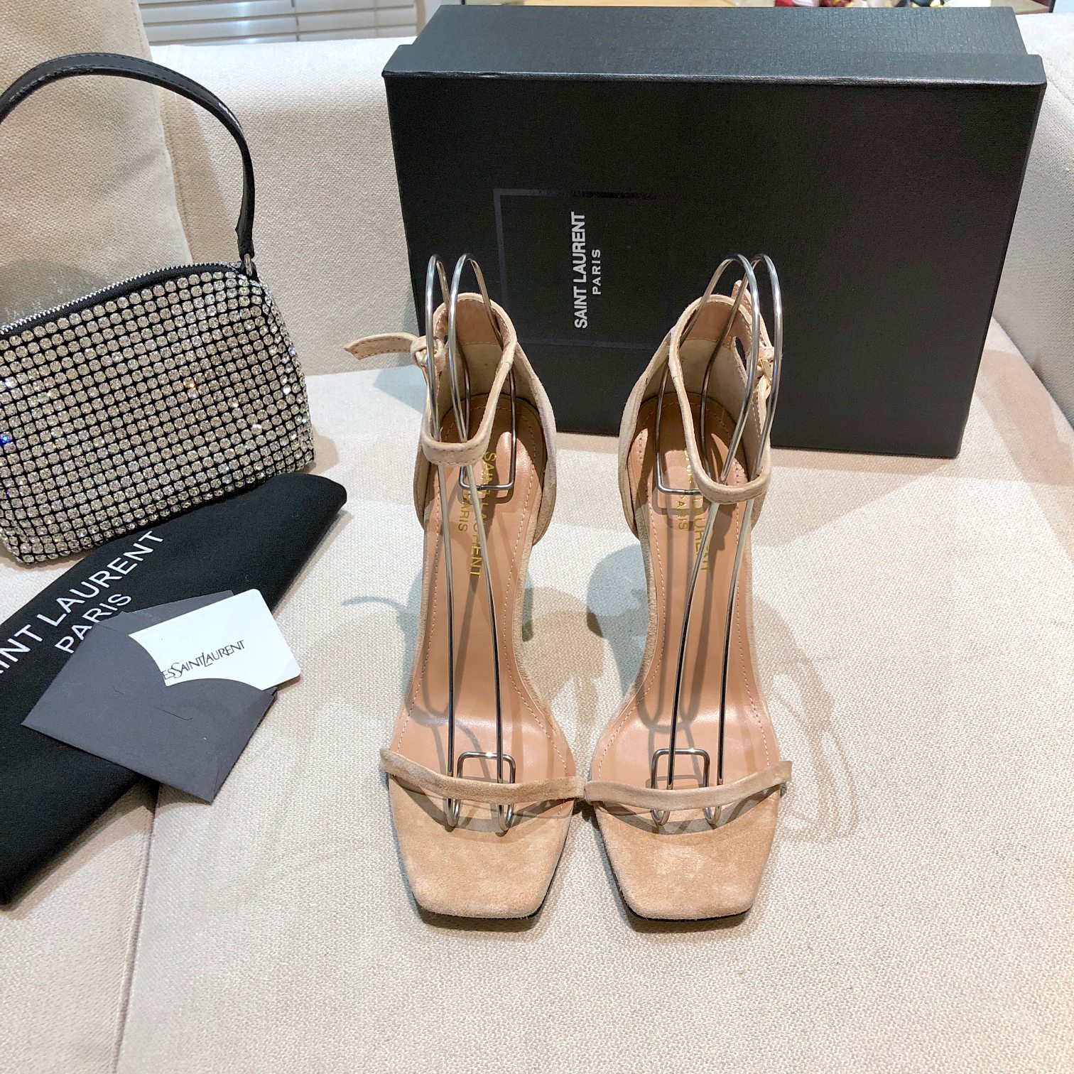 Yves Saint Laurent Shoes High Heel Pumps Sandals Apricot Color Black Pink Red Genuine Leather Patent Sheepskin