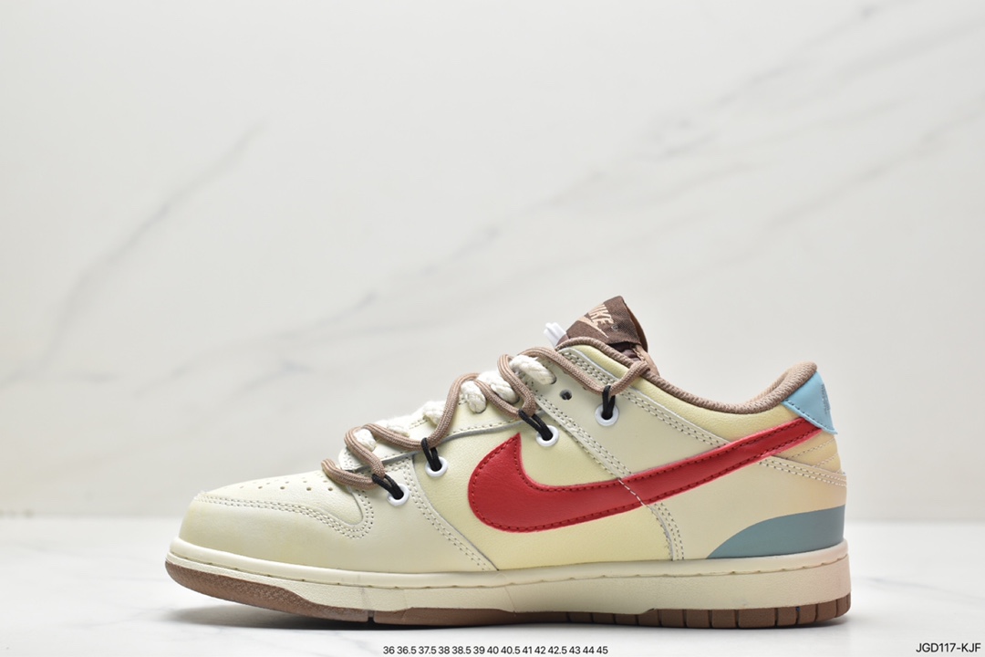 Tied Rope Off-White declining wind customization, Nike SB Dunk Low ”Milk White/PINK/Smile” buckle shoe DJ6188-200