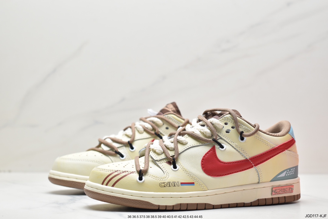 Tied Rope Off-White declining wind customization, Nike SB Dunk Low ”Milk White/PINK/Smile” buckle shoe DJ6188-200