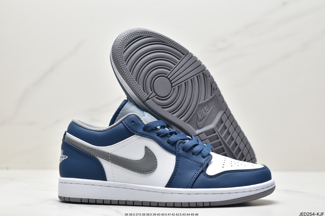 Air Jordan 1 Low Gray White Blue AJ1 Low John 1 Low Casual Sneakers 553558-412