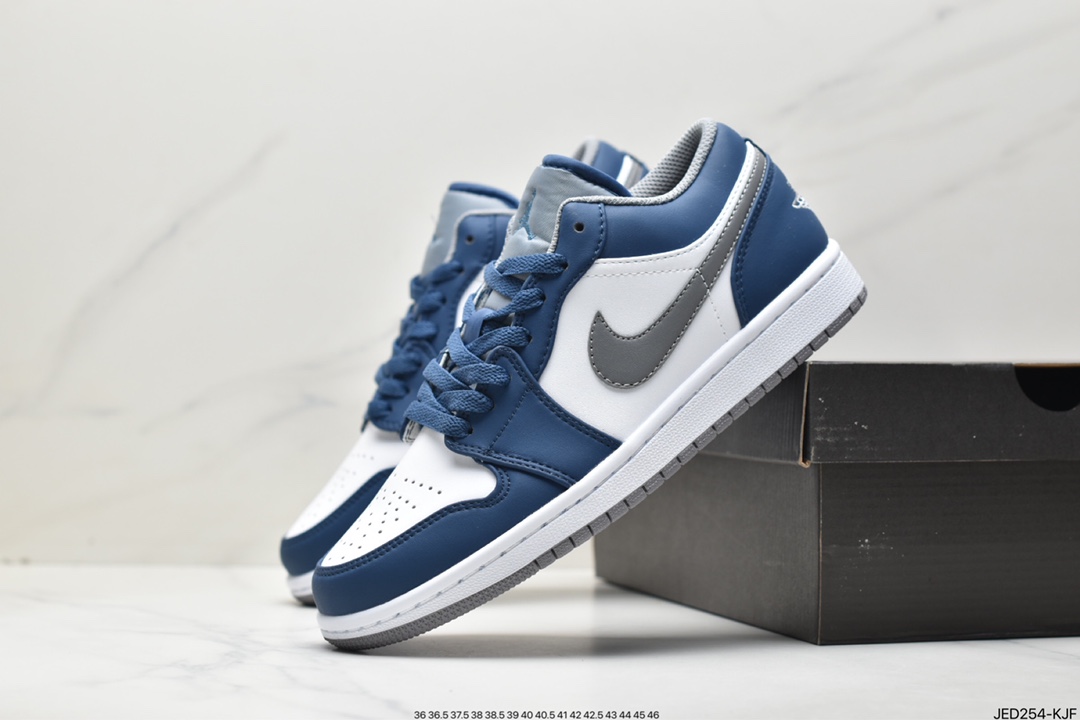 Air Jordan 1 Low Gray White Blue AJ1 Low John 1 Low Casual Sneakers 553558-412