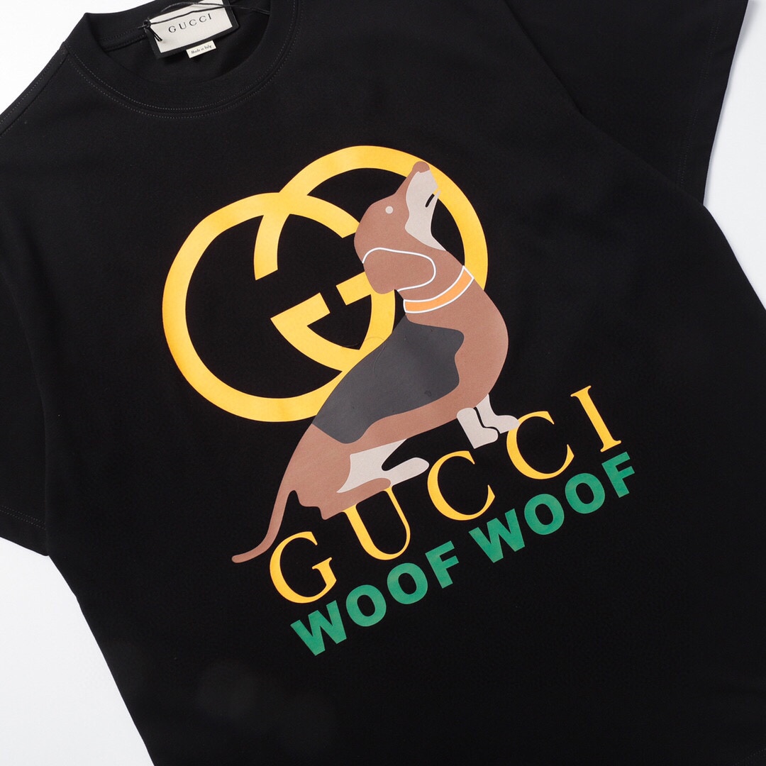 160 GUCCI 古驰 23ss夏季新款柯基犬印花短袖