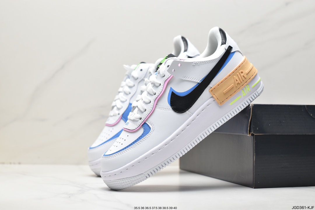 Nike Air Force 1 Shadow's new color matching lightweight increases low, helps wild board shoes ”stitching macaron” FJ0735-100