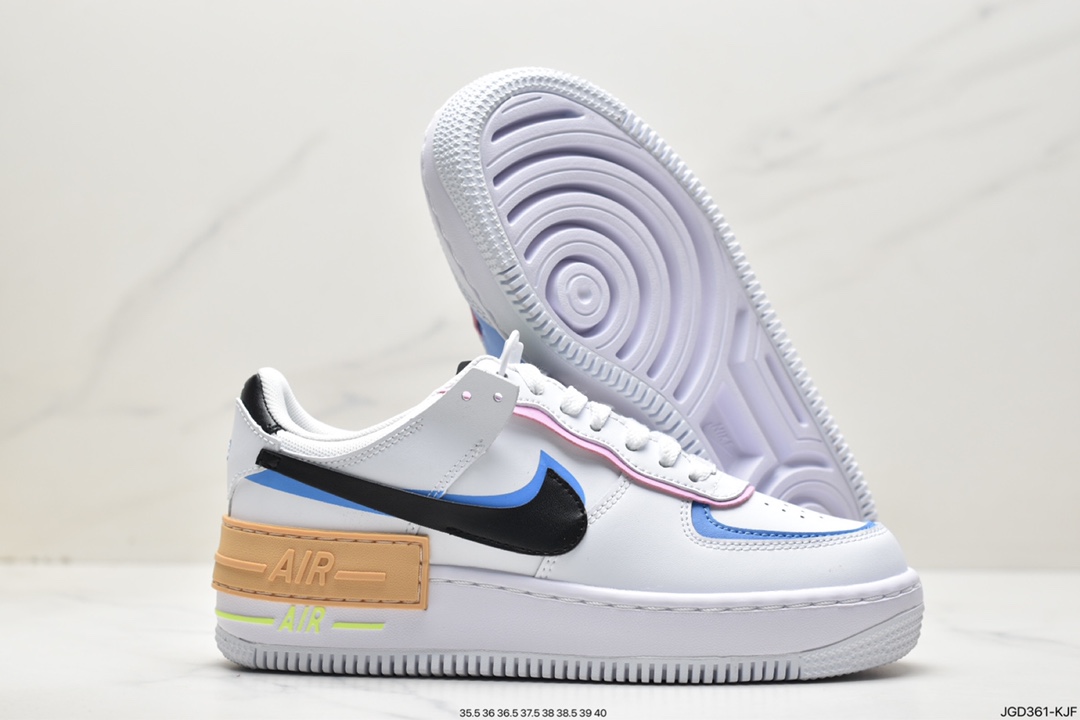 Nike Air Force 1 Shadow's new color matching lightweight increases low, helps wild board shoes ”stitching macaron” FJ0735-100