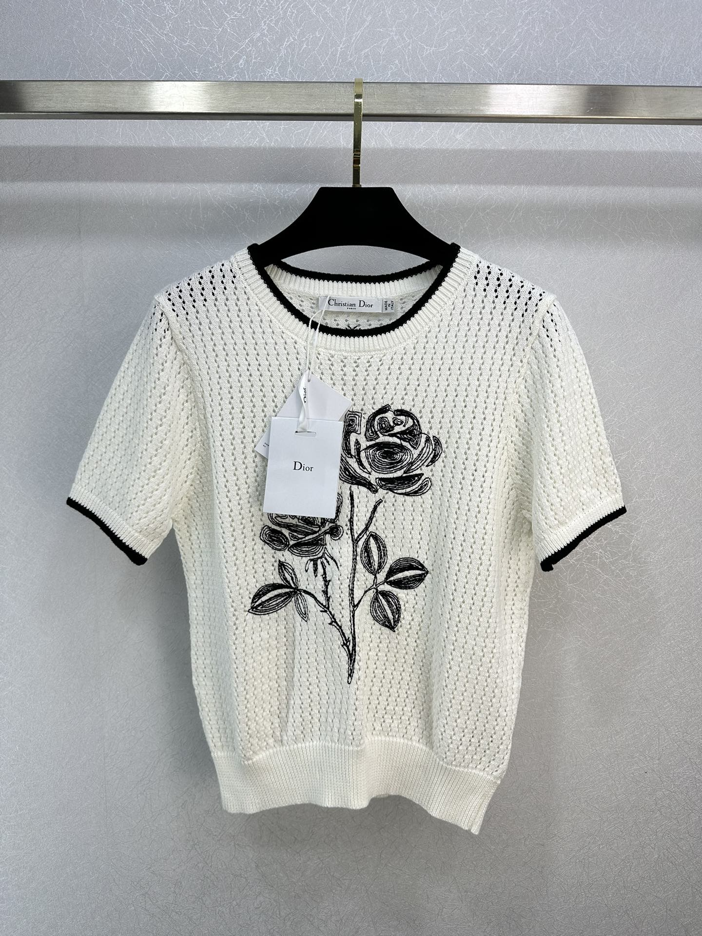 Online From China Designer
 Dior Clothing Shirts & Blouses Black Rose Knitting