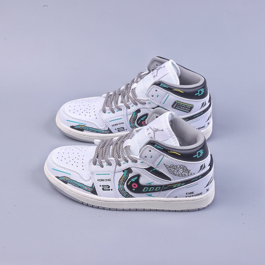260 Air Jordan 1 Mid 赛博朋克 电玩像素 554724-135