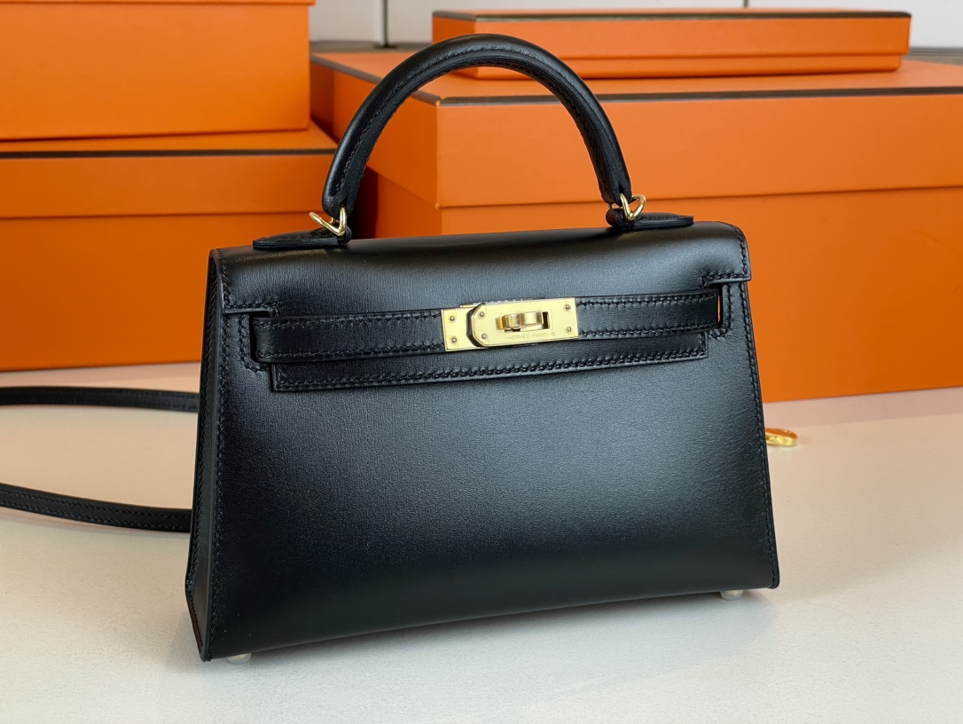 Hermes Kelly Designer
 Handbags Crossbody & Shoulder Bags Black Gold Hardware Mini