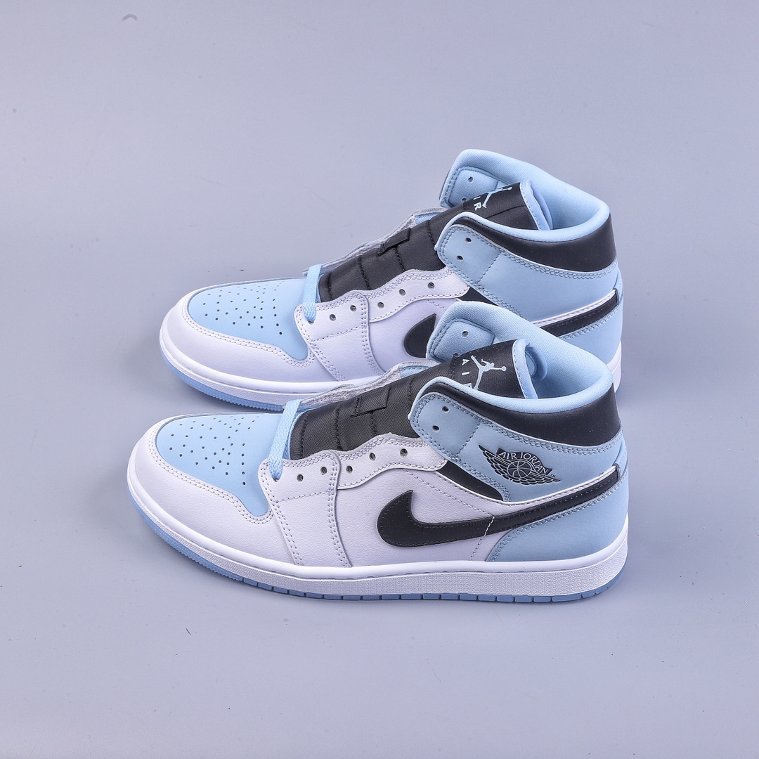 260 DT Air Jordan AJ1 Mid AJ1 乔1冰蓝色 中帮篮球鞋 DV1308-104