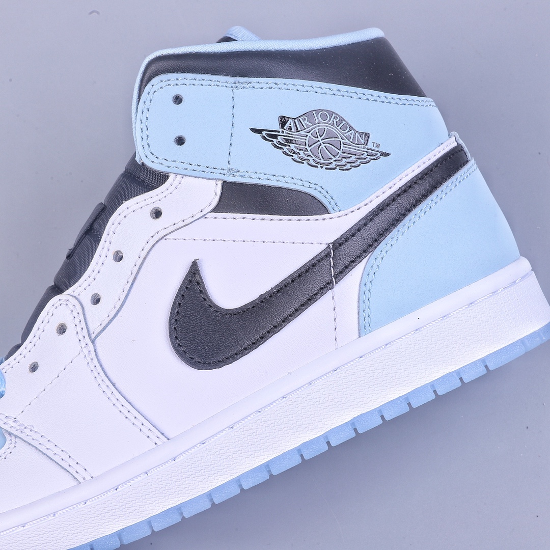 260 DT Air Jordan AJ1 Mid AJ1 乔1冰蓝色 中帮篮球鞋 DV1308-104