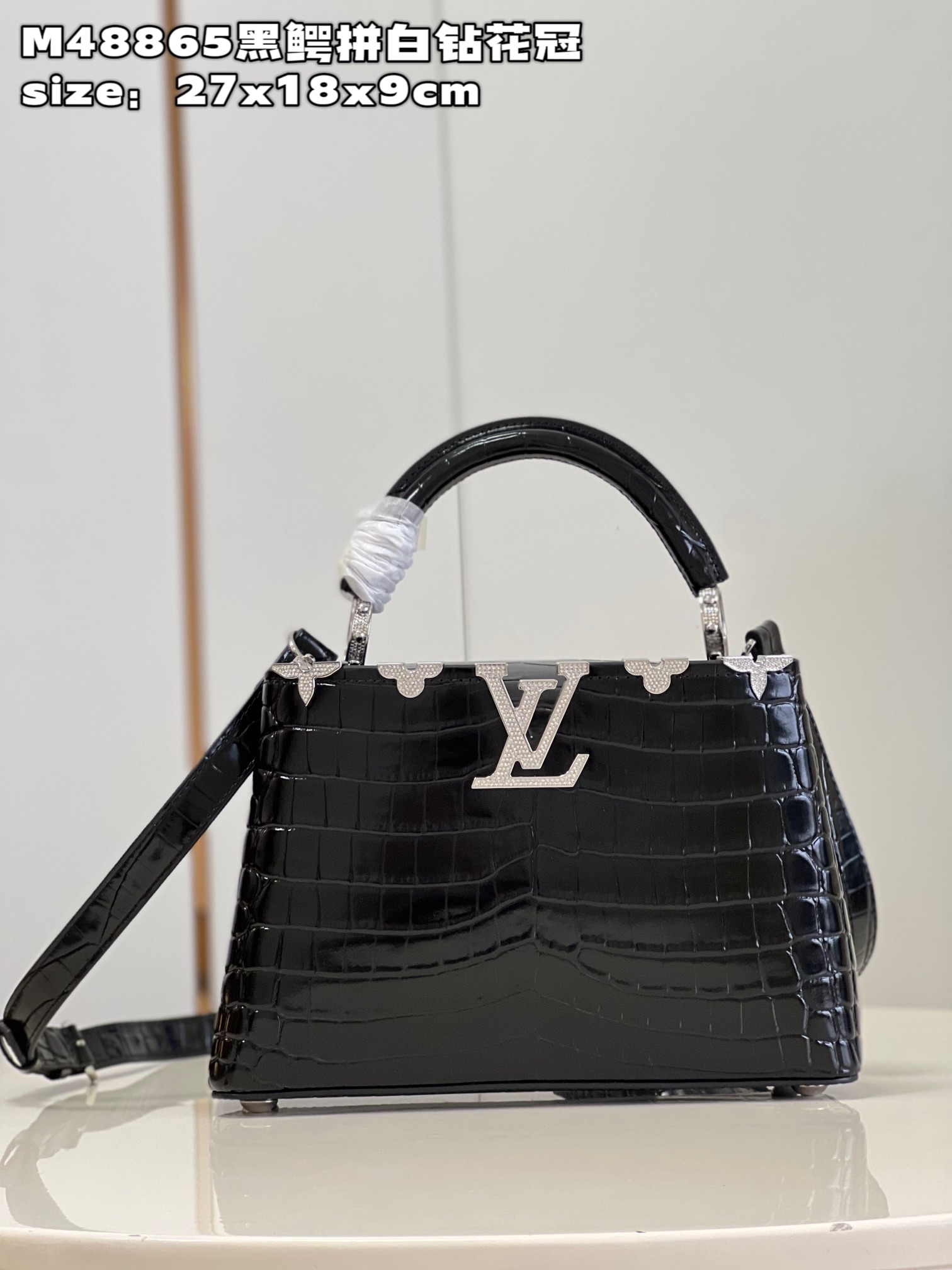 Louis Vuitton LV Capucines Bags Handbags Black White Calfskin Cowhide M48865