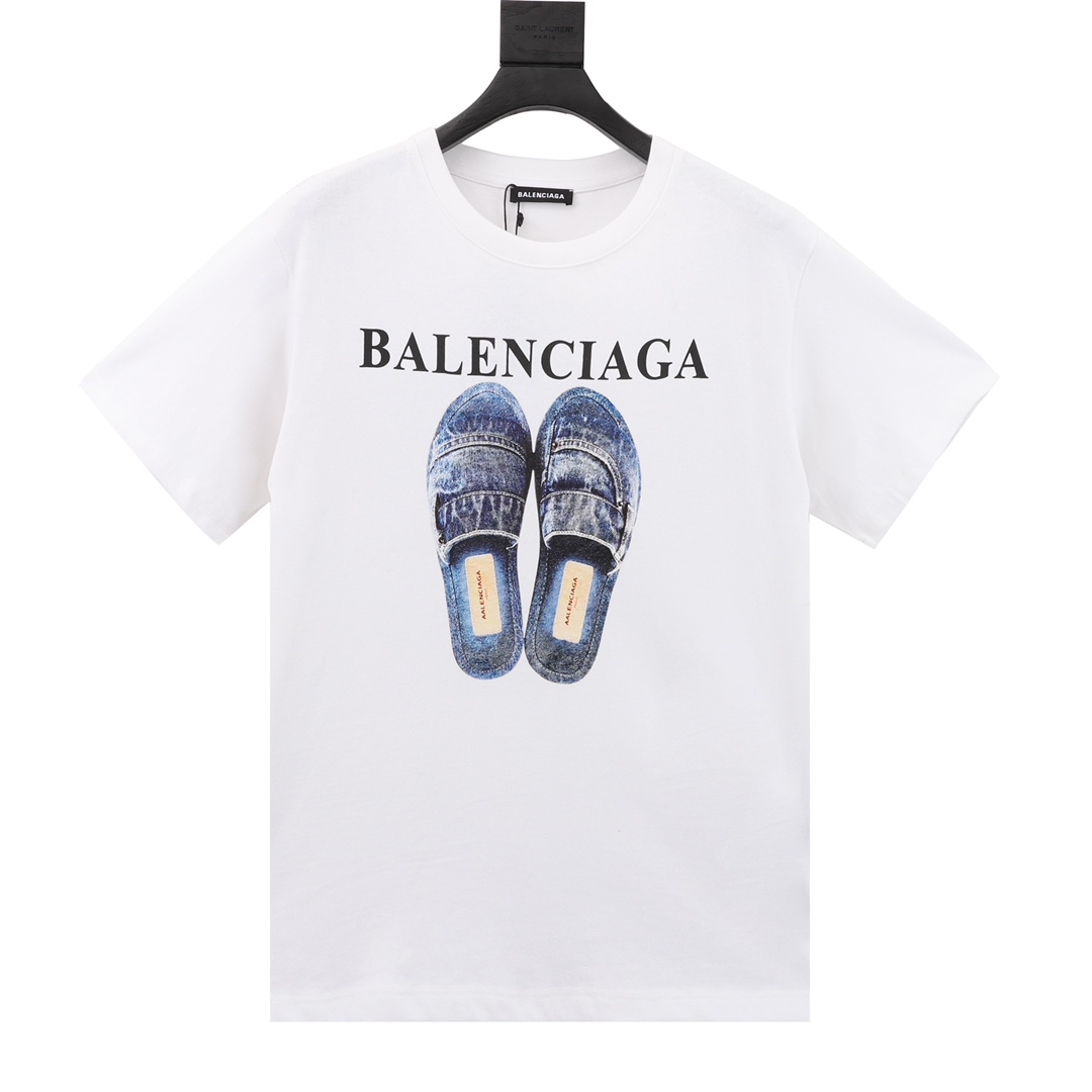 Balenciaga/巴黎世家 拖鞋印花字母LOGO圆领短袖