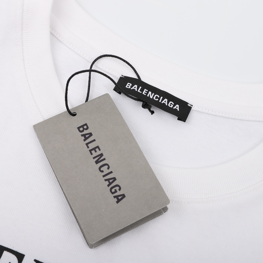 Balenciaga/巴黎世家 拖鞋印花字母LOGO圆领短袖