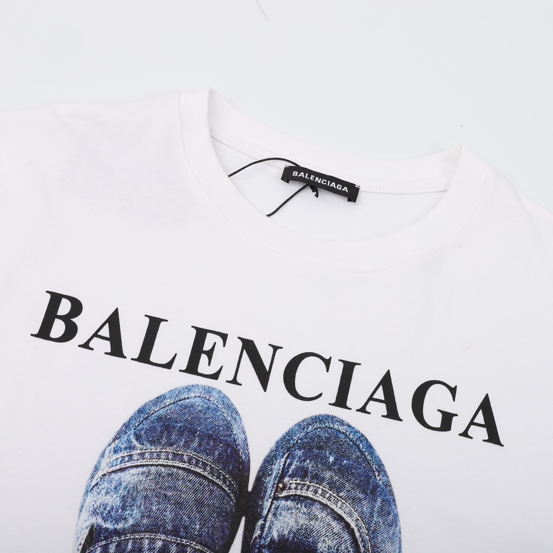 Balenciaga/巴黎世家 拖鞋印花字母LOGO圆领短袖