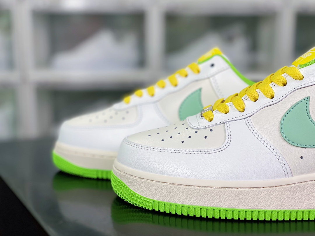 Air Force 1'07 Low ”Beige White/Green” Air Force No. 1 classic low-top shoes ”leather rice white green and yellow” yy3188-104