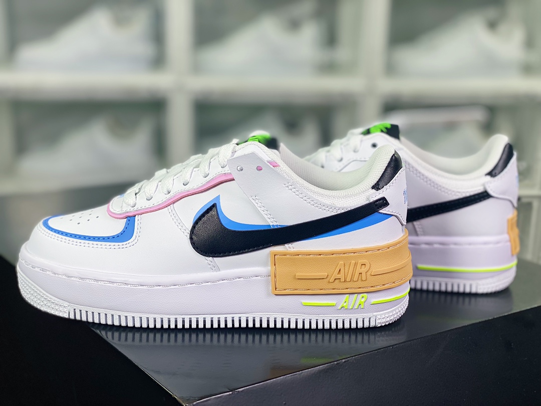 200 WMNS Air Force 1 Shadow"Pale Ivory"空军一号板鞋"拼接马卡龙糖白黑黄"FJ0735-100