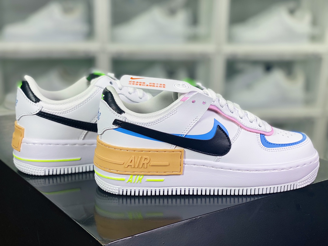 200 WMNS Air Force 1 Shadow"Pale Ivory"空军一号板鞋"拼接马卡龙糖白黑黄"FJ0735-100