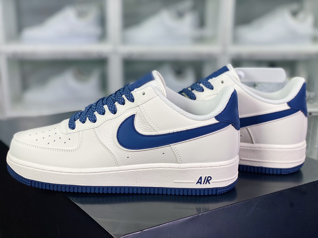 240 Air Force 1’07 Low"Beige White/Royal Blue Reflective"空军一号经典低帮板鞋“皮革米白深蓝3M反光叠钩”GL6835-003